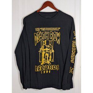 Death Row Records Shirt Men's Medium Black Yellow Long Sleeve Tee Street Wear
